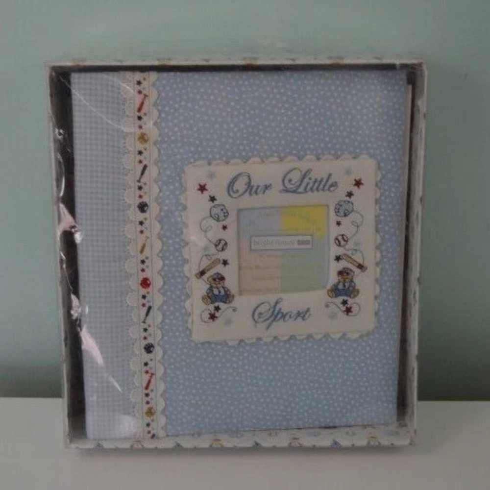 Bright Future Photo Album Picture Book Our Little Sport Blue White Baseball Bear